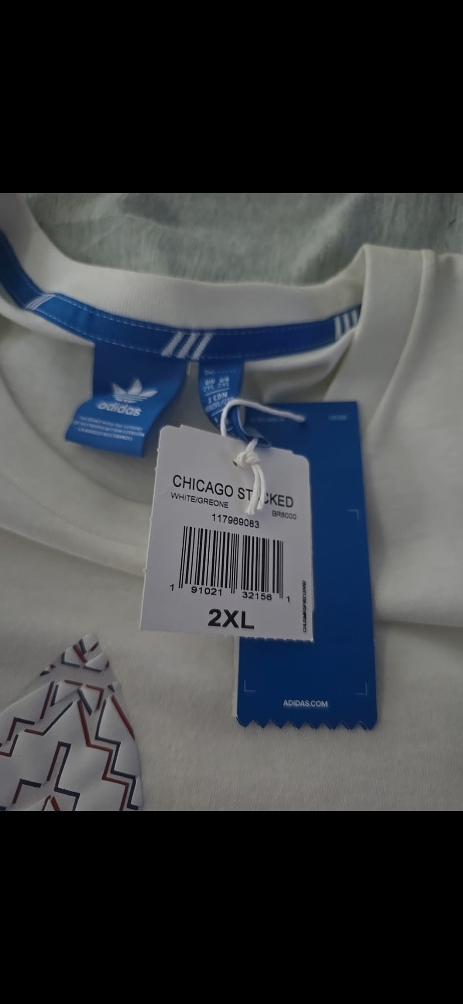Adidas Originals Chicago Stacked Trefoil T-Shirt White Green Men’s 2XL NWT