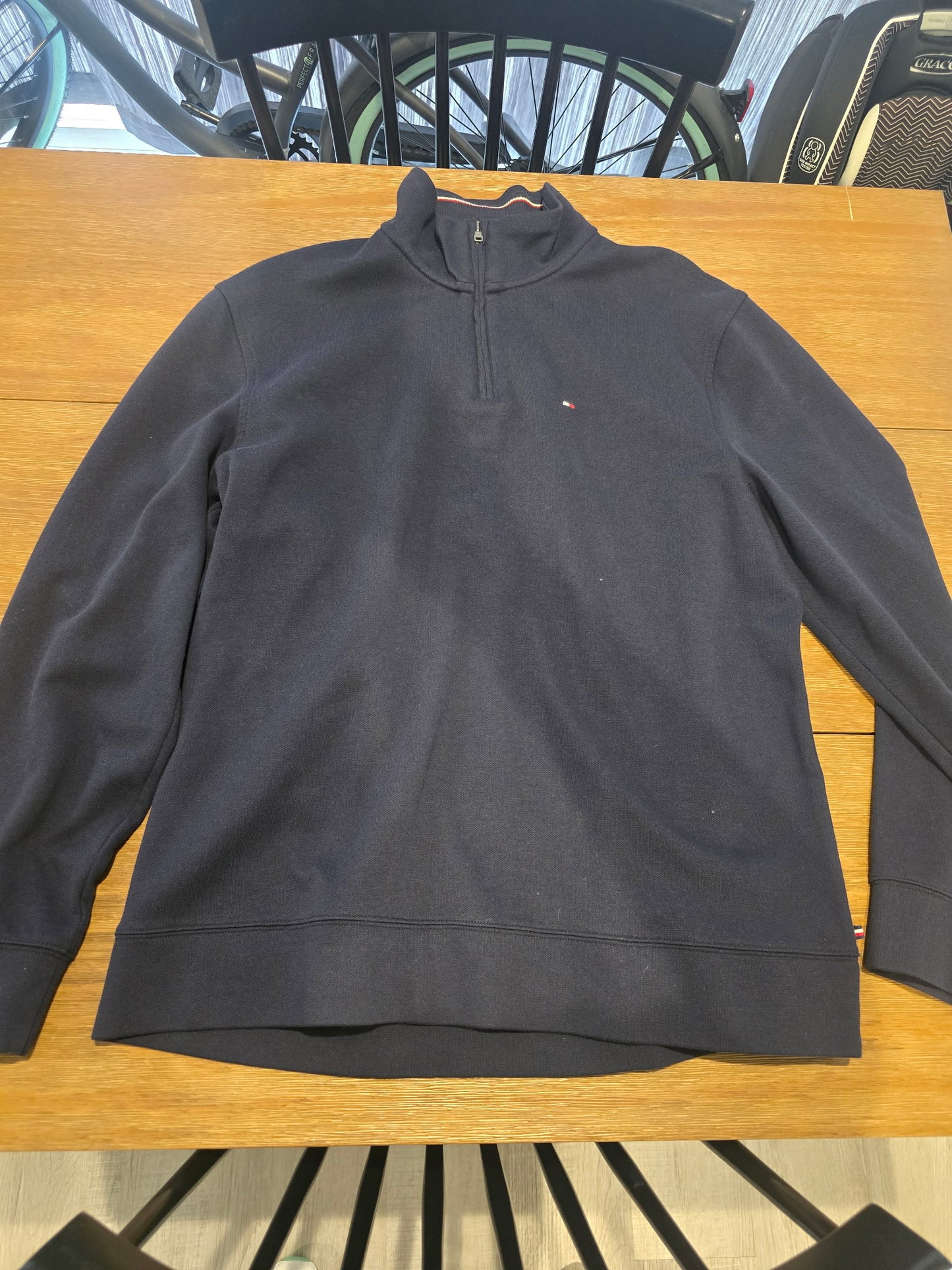 Deep Blue Tommy Knit 1/4 zip sweater