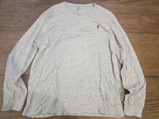 Polo Ralph Lauren Men's XXL Gray Long Sleeve Custom Fit Shirt Crewneck Pony Logo