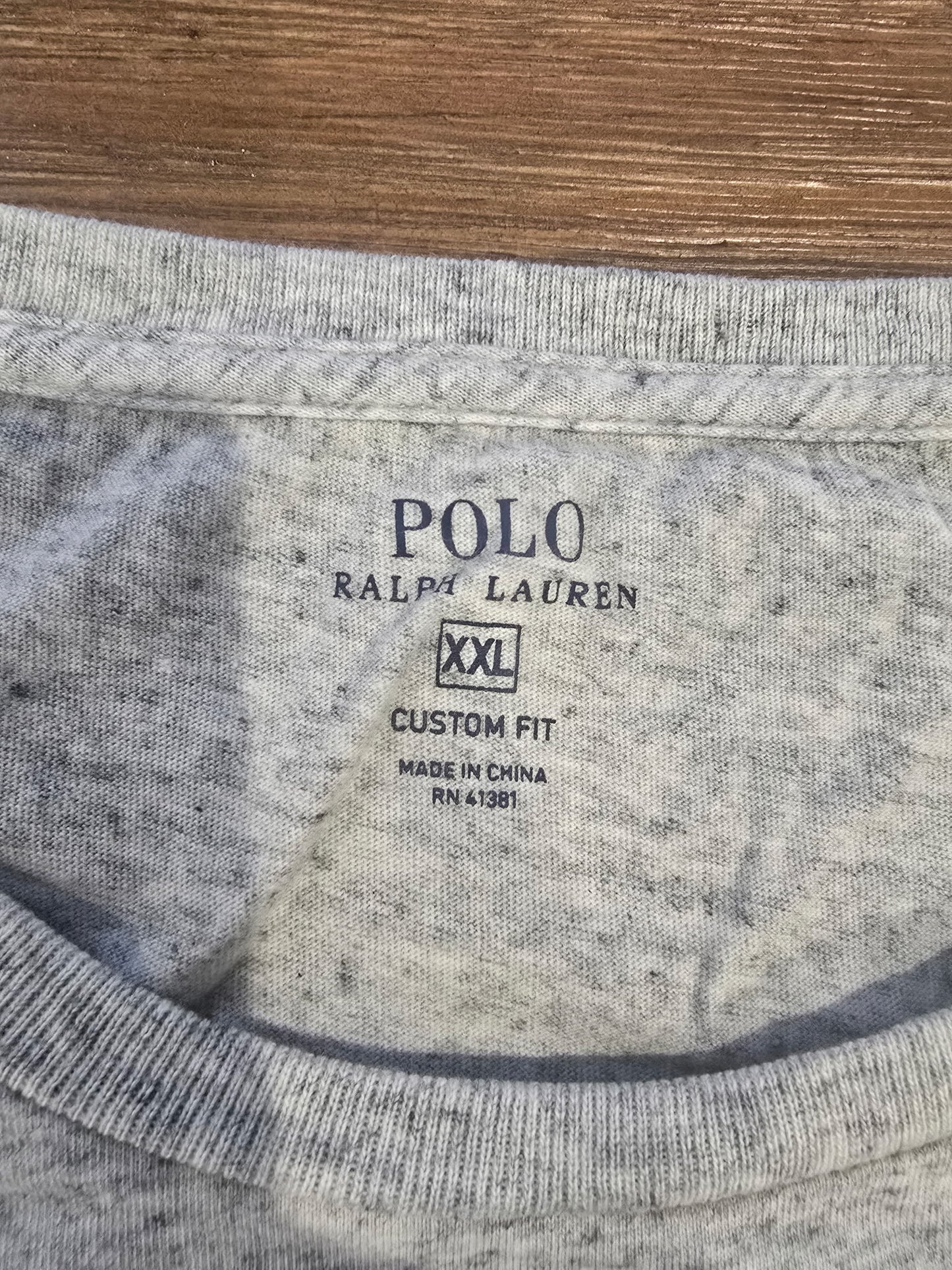 Polo Ralph Lauren Men's XXL Gray Long Sleeve Custom Fit Shirt Crewneck Pony Logo