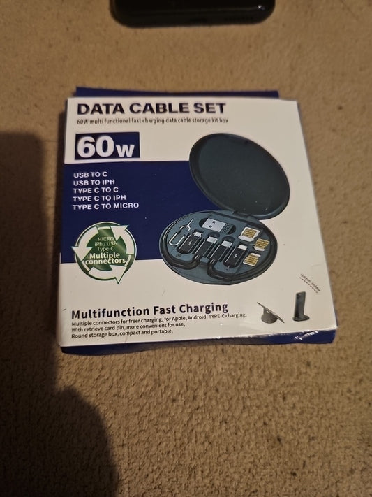 60W Multifunctional Fast Charging Data Cable Storage Kit Box - Brand New