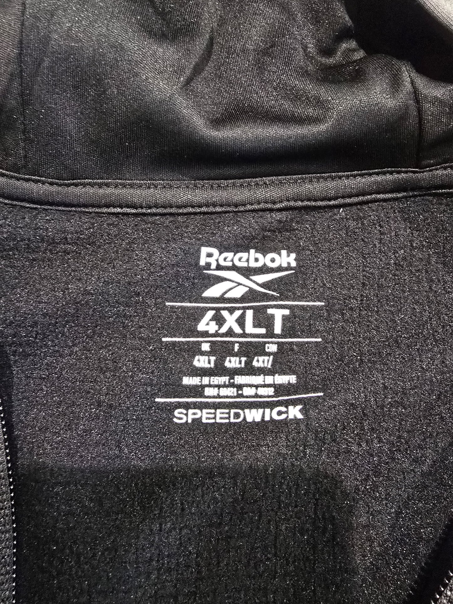 Reebok Speedwick Mens Full Zip Hoodie Jacket Big & Tall 4XLT Black Gray Colorblock