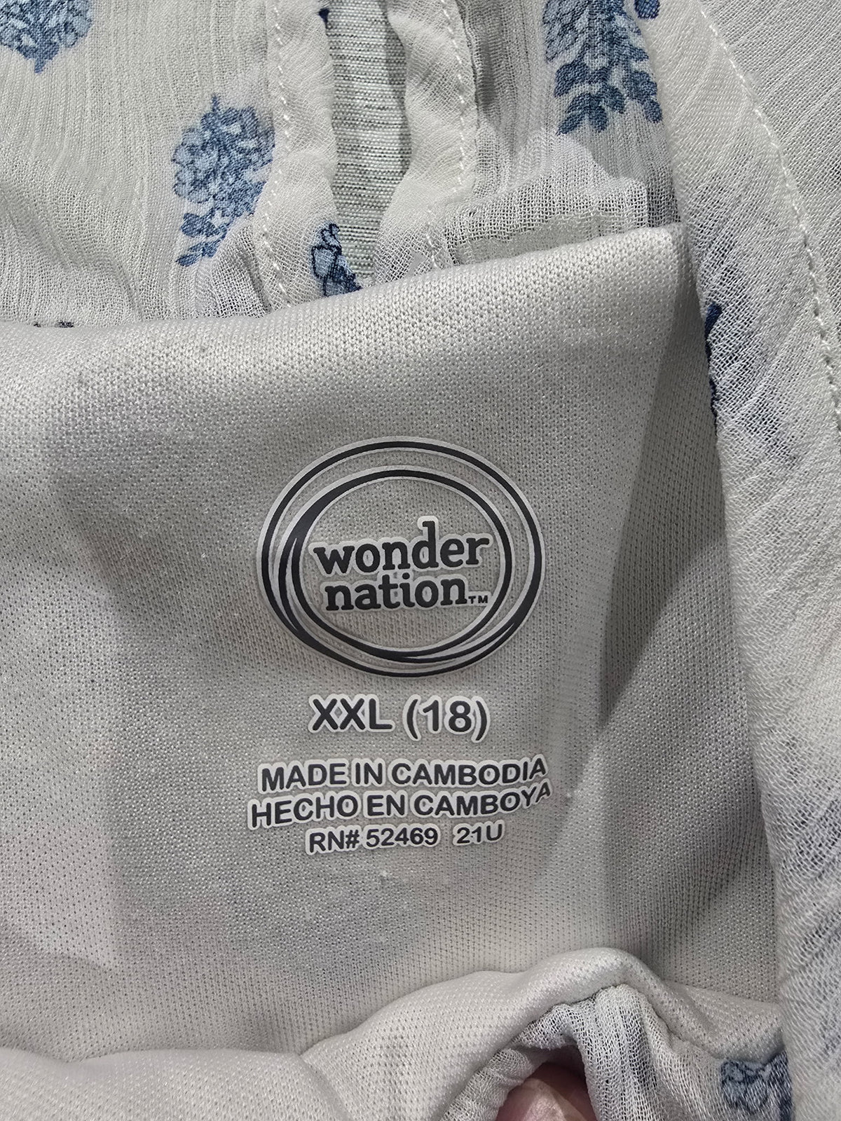 Wonder Nation Girls Tiered Chiffon Dress Cream Blue Floral Size XXL 18 Flounce Brand: Wonder Nation