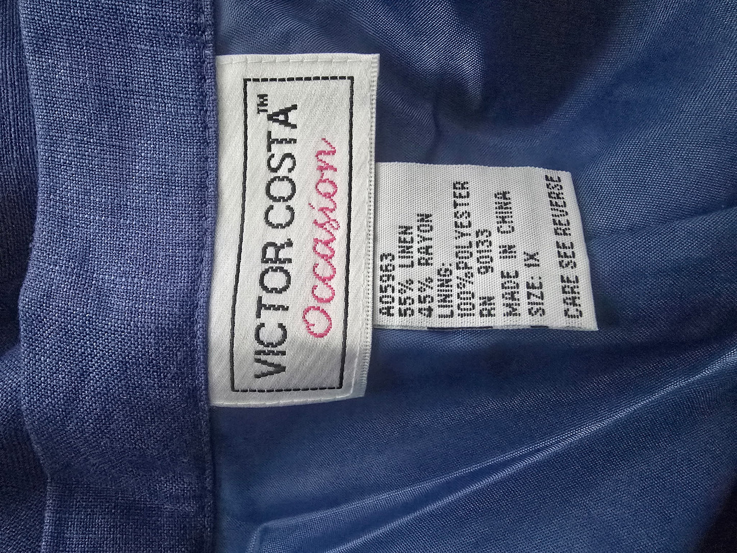 Victor Costa Occasion Women's 2PC Set Blazer & Pants Embroidered Blue Size 1X