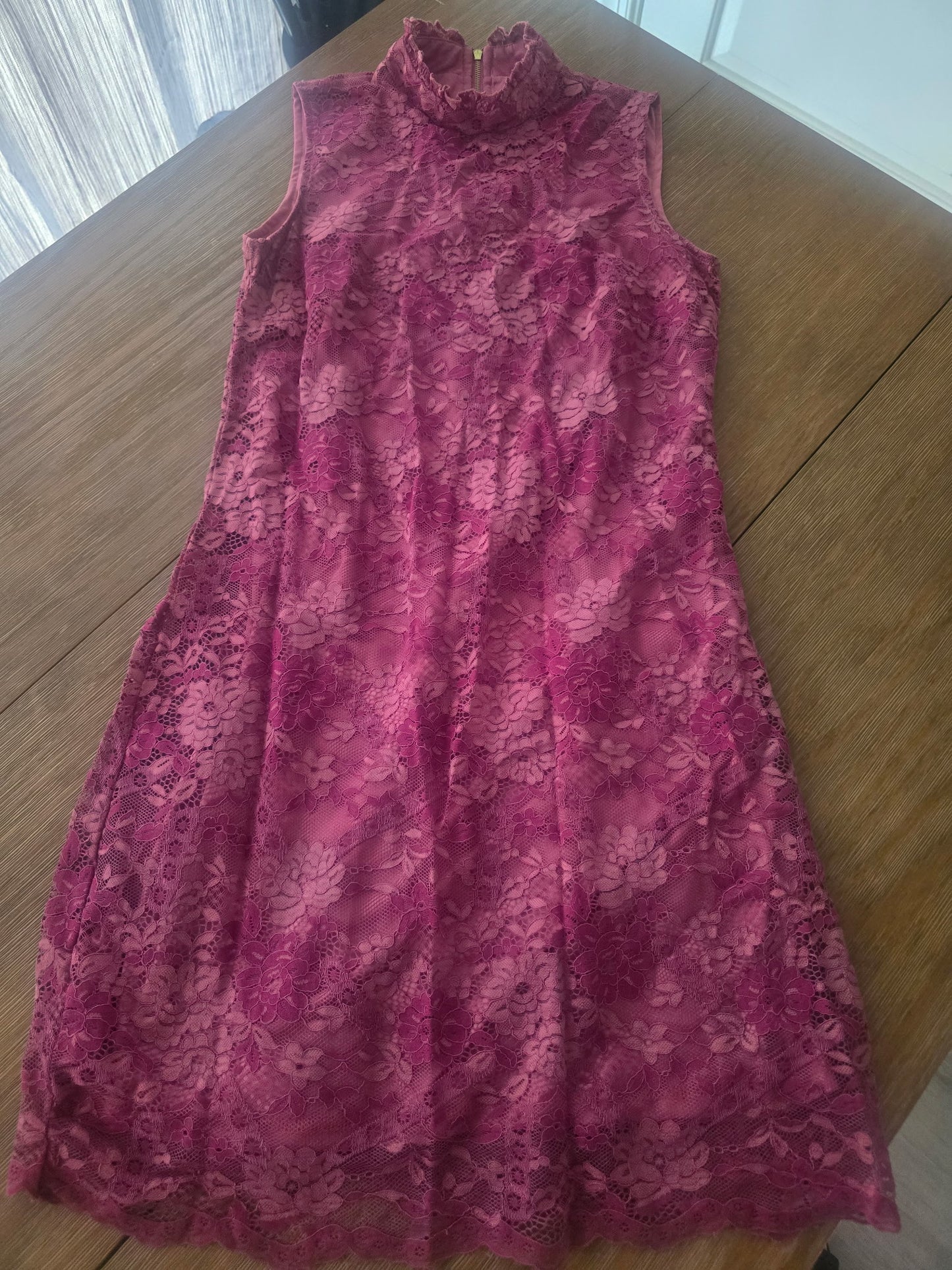 Sharagano  Artless Plum Rose Thicket Lace Overlay Sheath Dress Formal Size 8