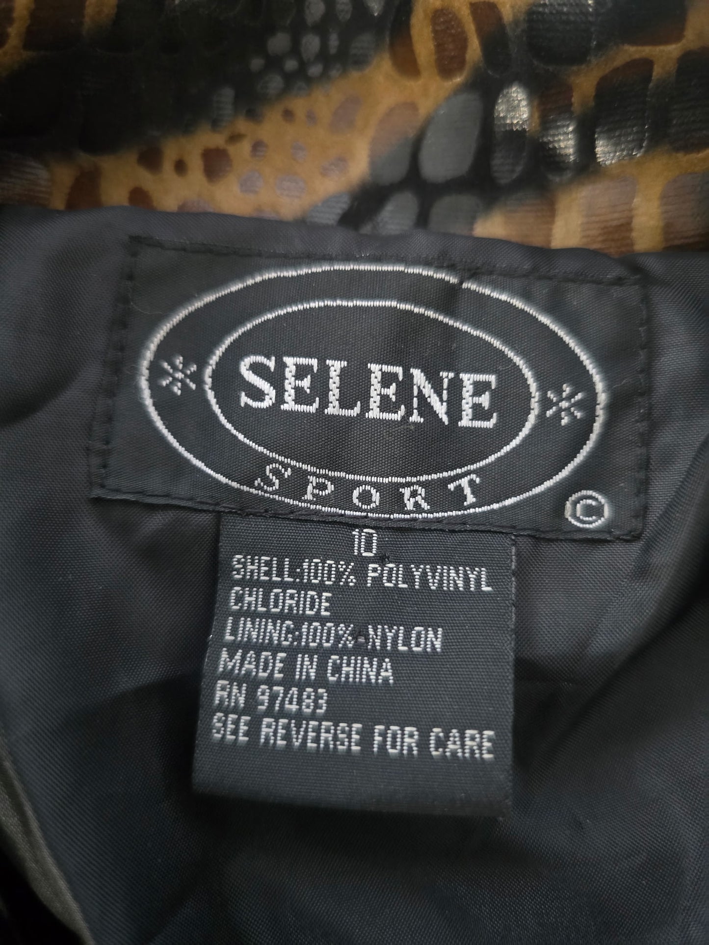 Selene Sport Animal Print Faux Leather Jacket Women's Size 10 Mixed Reptile Cheetah