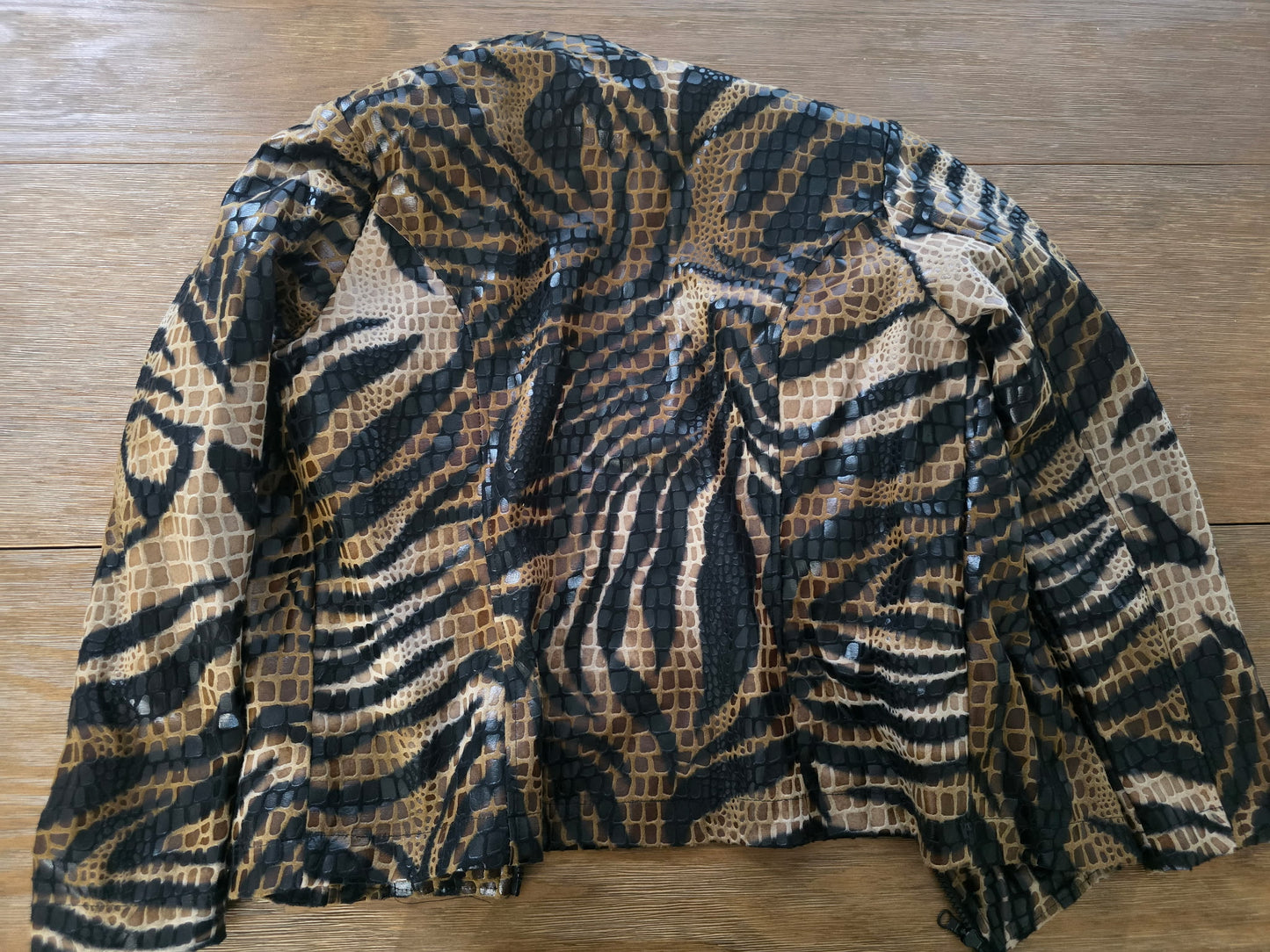 Selene Sport Animal Print Faux Leather Jacket Women's Size 10 Mixed Reptile Cheetah