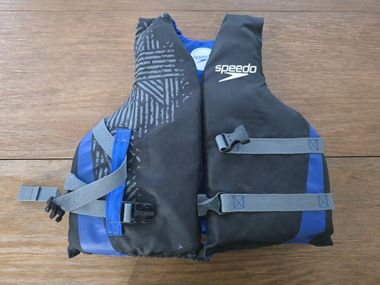 Speedo Youth Life Jacket Vest Type III PFD Blue Black 50-90 lbs USCG Approved