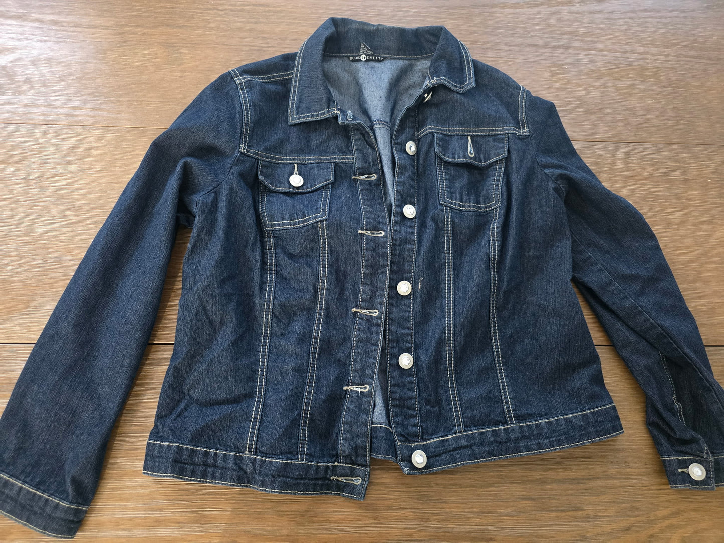Blue Identity Women’s Stretch Denim Jacket Dark Wash Plus Size 14/16W