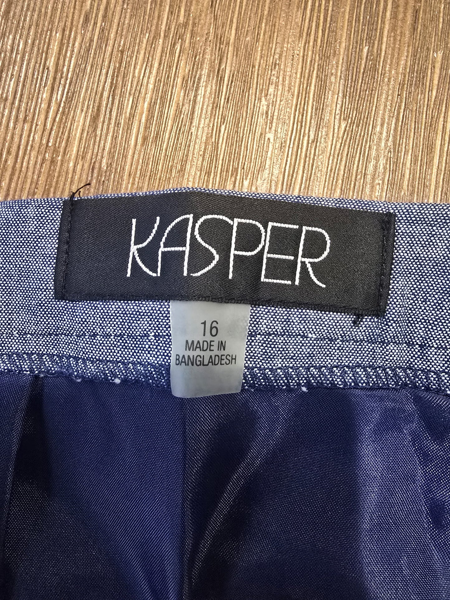 KASPER Blue A-Line Career Skirt Women’s Size 16 Chambray Look Lined Pockets