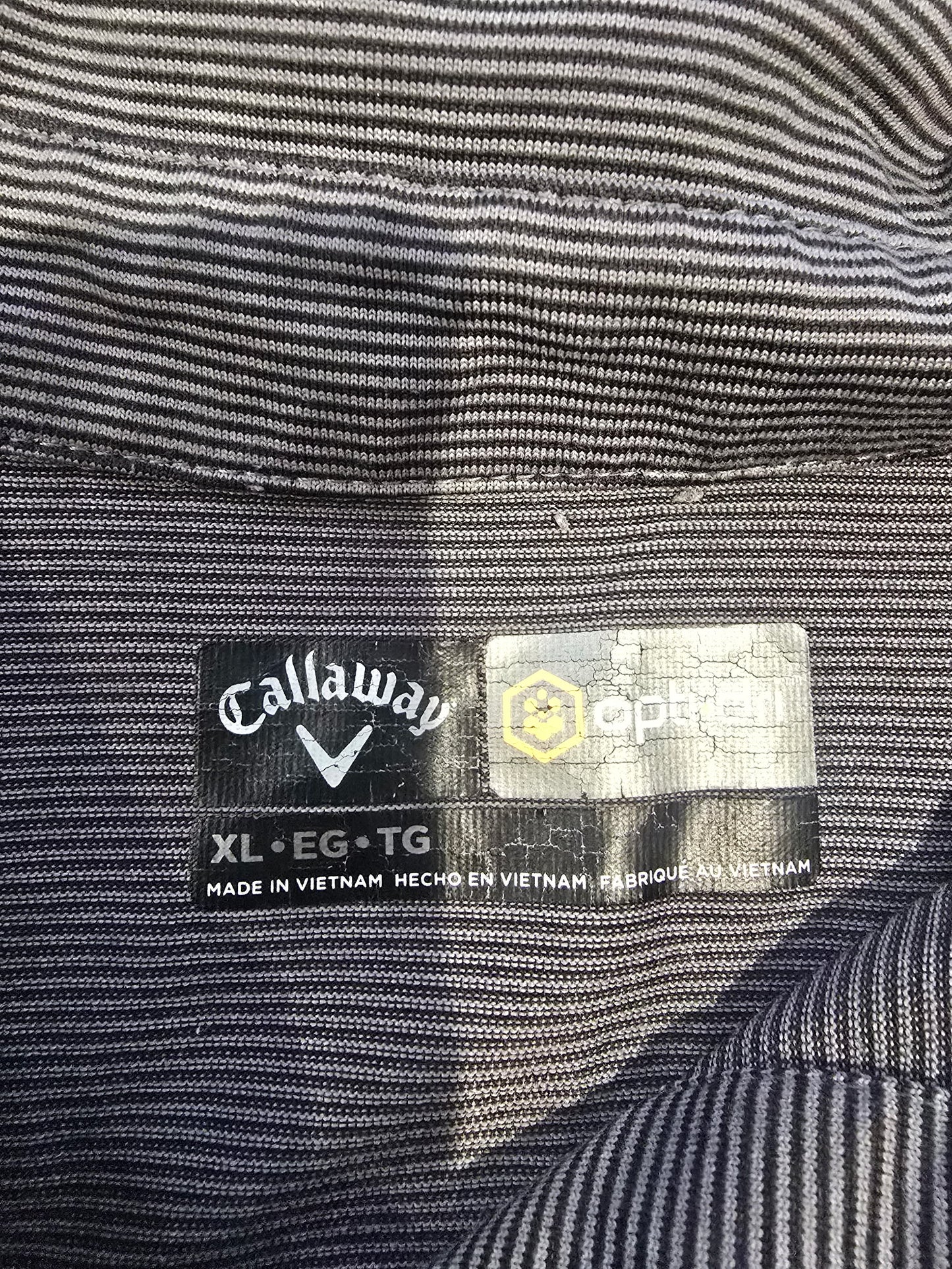 Callaway Golf Shirt Mens XL Gray Micro Stripe Opti-Dri Polo Performance Short S