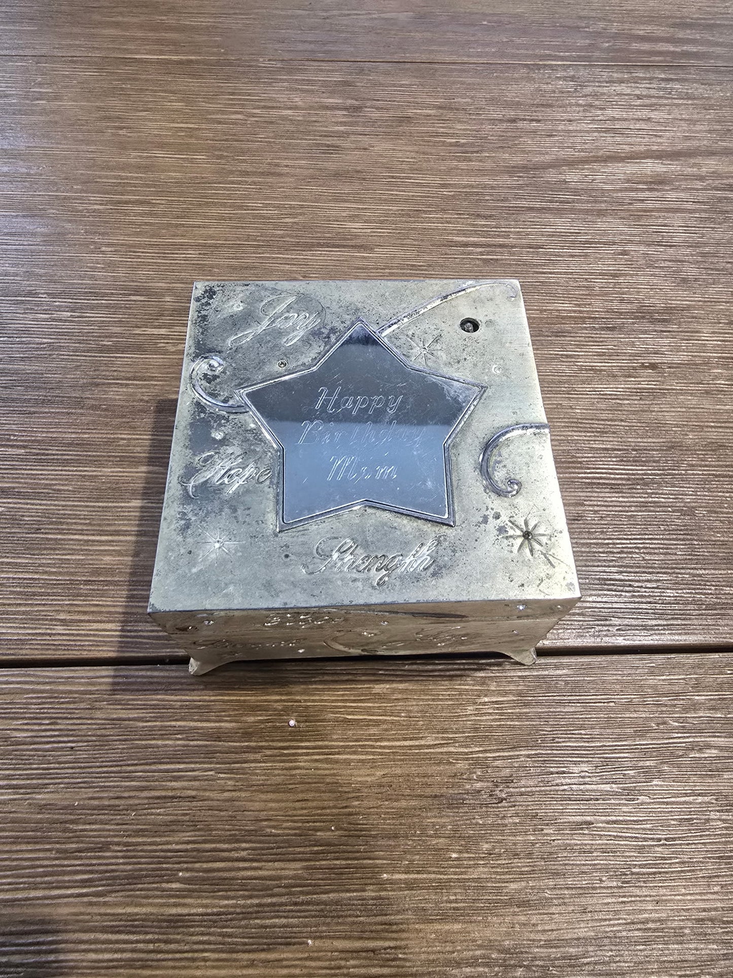 Things Remembered Silver Trinket Jewelry Box Happy Birthday Mom Joy Hope Strength