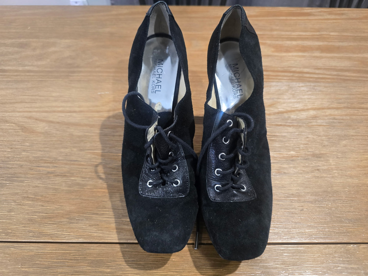 Michael Kors Black Suede Lace Up Pump Heels Women's Size 11M