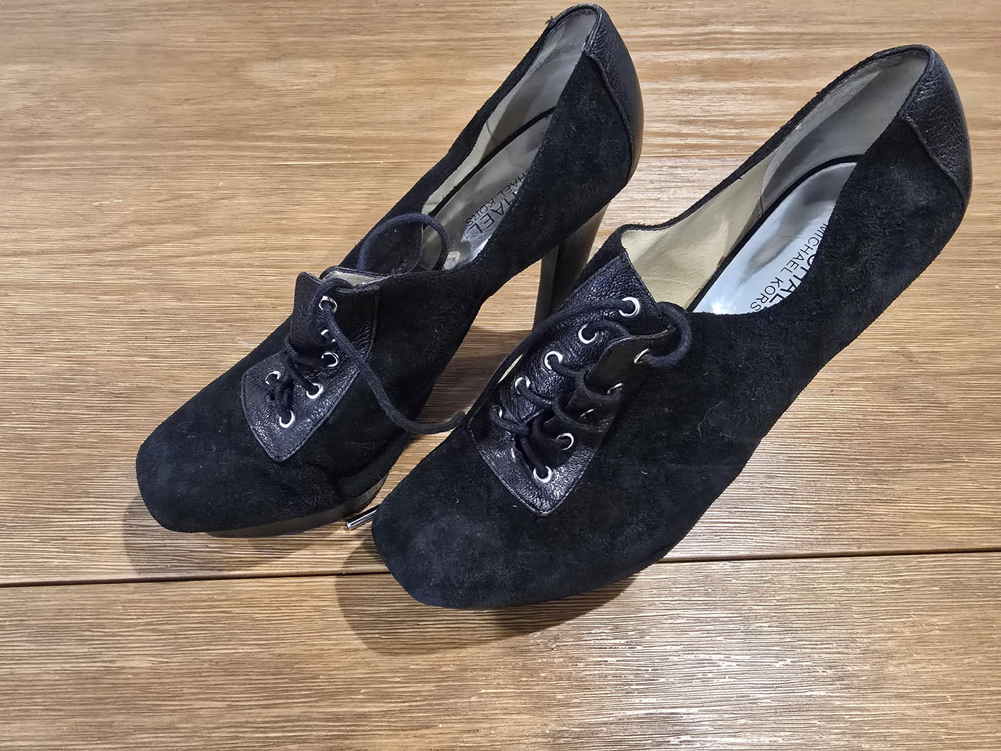 Michael Kors Black Suede Lace Up Pump Heels Women's Size 11M