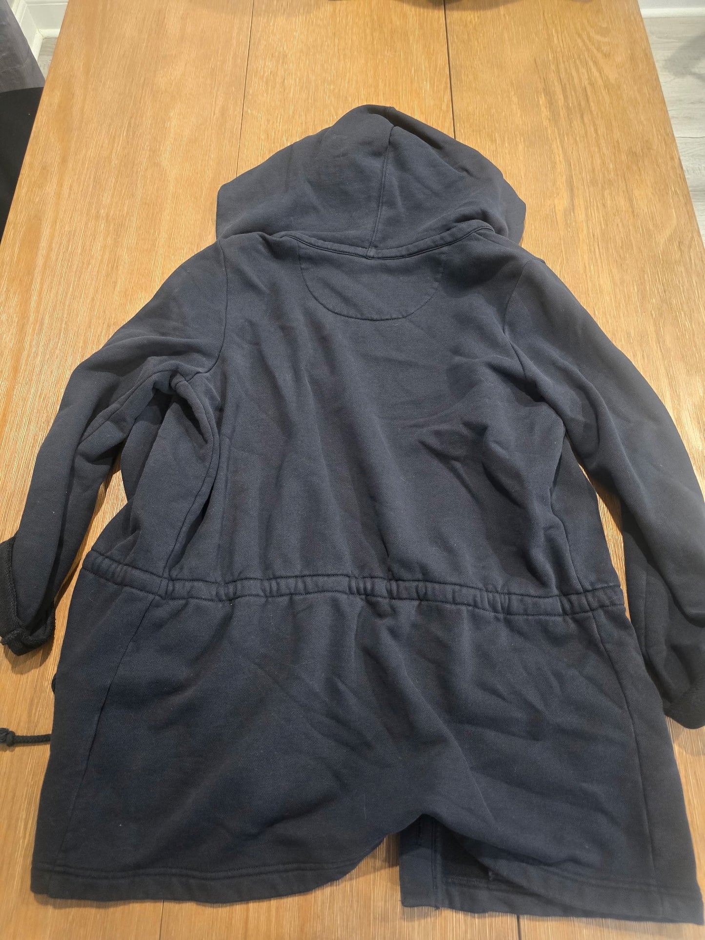 Lands' End Black Knit Anorak Jacket Full Button Hoodie Women's Small 6-8