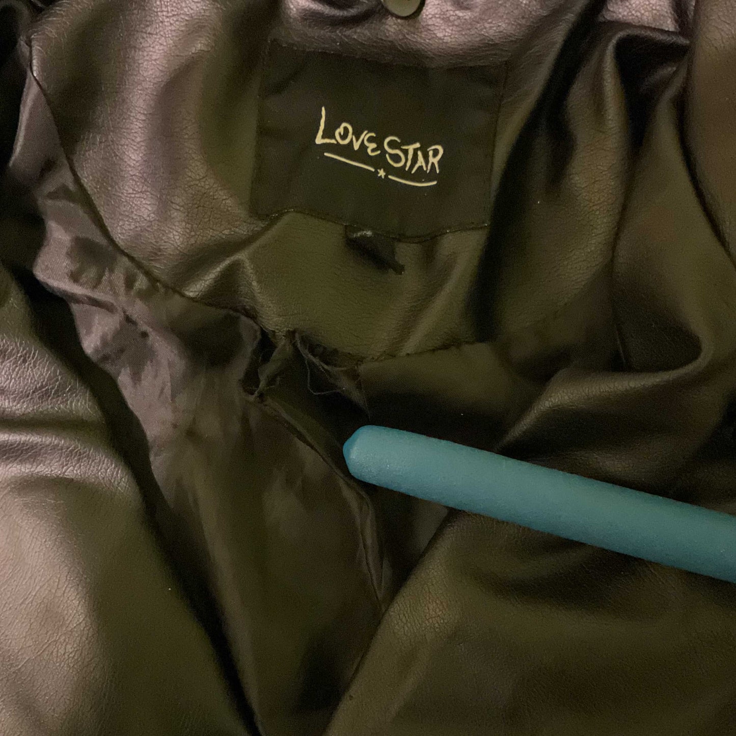 LoveStar Juniors Faux Leather Moto Jacket Black Zip Up Size M