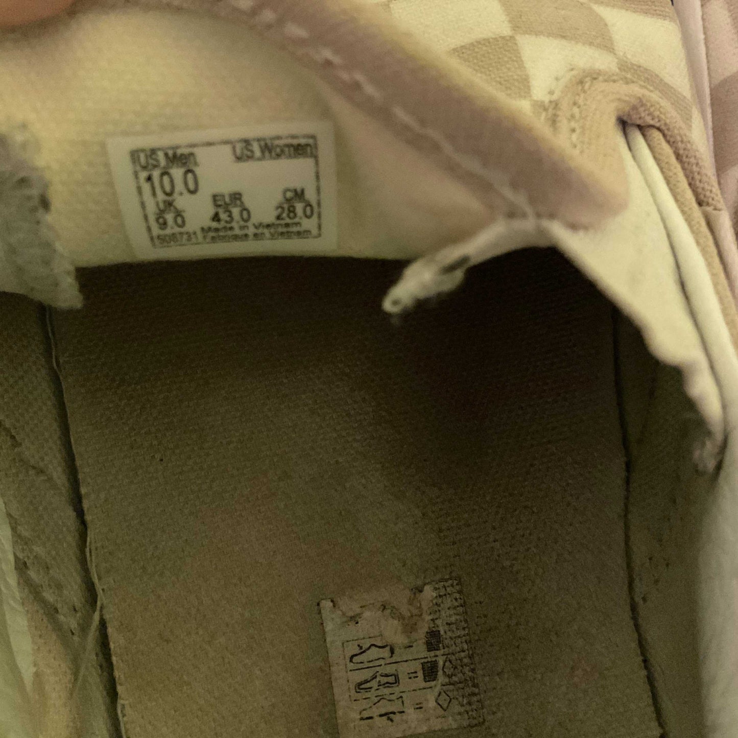 Vans Slip-On Checkerboard Shoes - Beige/White (Men's 10 / Women's 11.5)