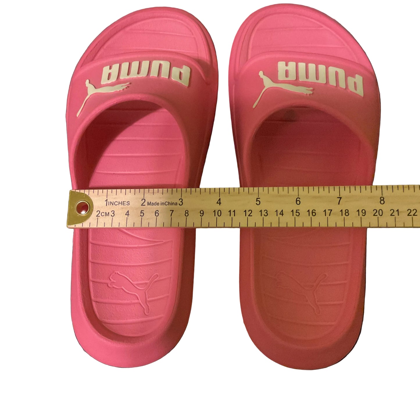 PUMA Logo Slide Sandals Pink – Cushioned EVA, Non‑Slip Outsole 7.5