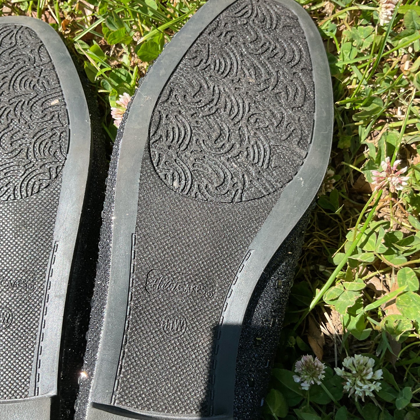 Hot Cakes Black Glitter Rhinestone Ballet Flats - Women's 11 Wide