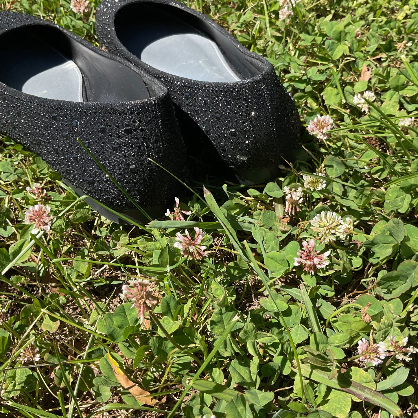 Hot Cakes Black Glitter Rhinestone Ballet Flats - Women's 11 Wide
