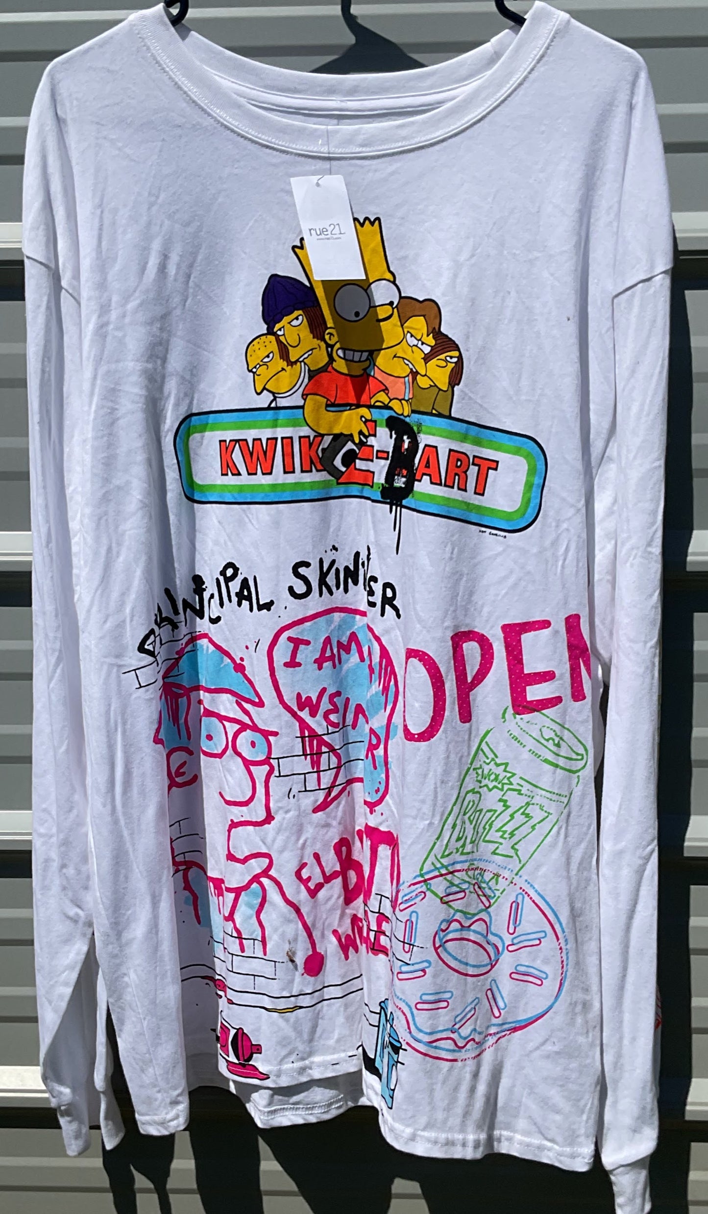 NWT rue21 The Simpsons Kwik-E-Mart Graffiti Graphic Long Sleeve Shirt XXL