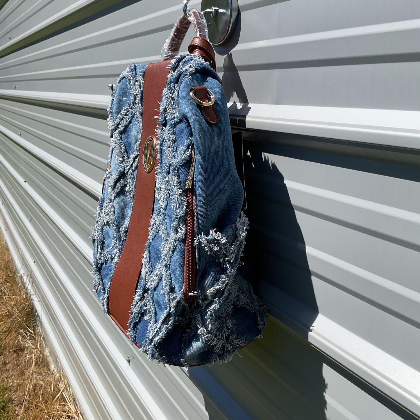 NWT M MARCO by MKP Collection Distressed Denim Backpack & Wristlet Set – Frayed Boho Style