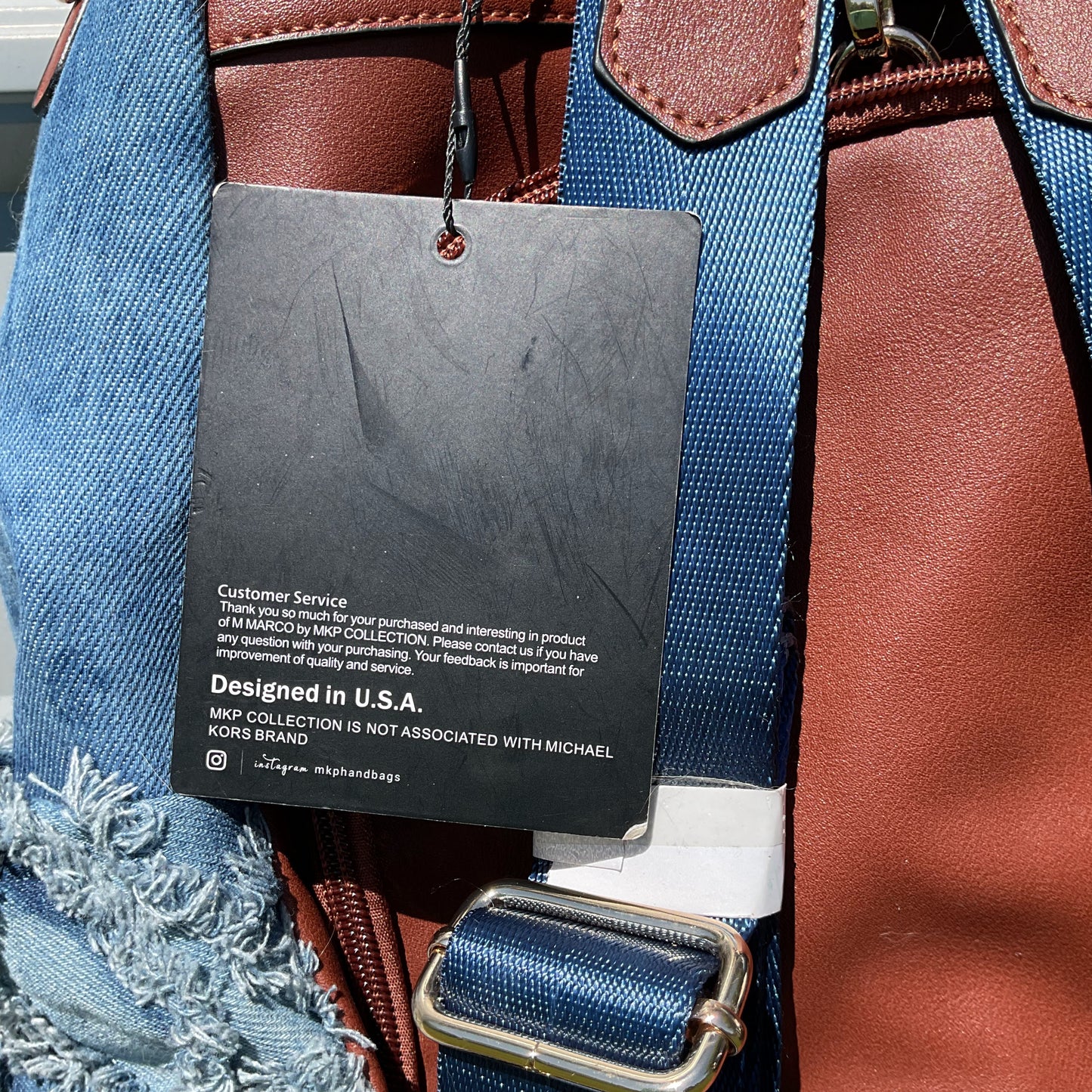 NWT M MARCO by MKP Collection Distressed Denim Backpack & Wristlet Set – Frayed Boho Style