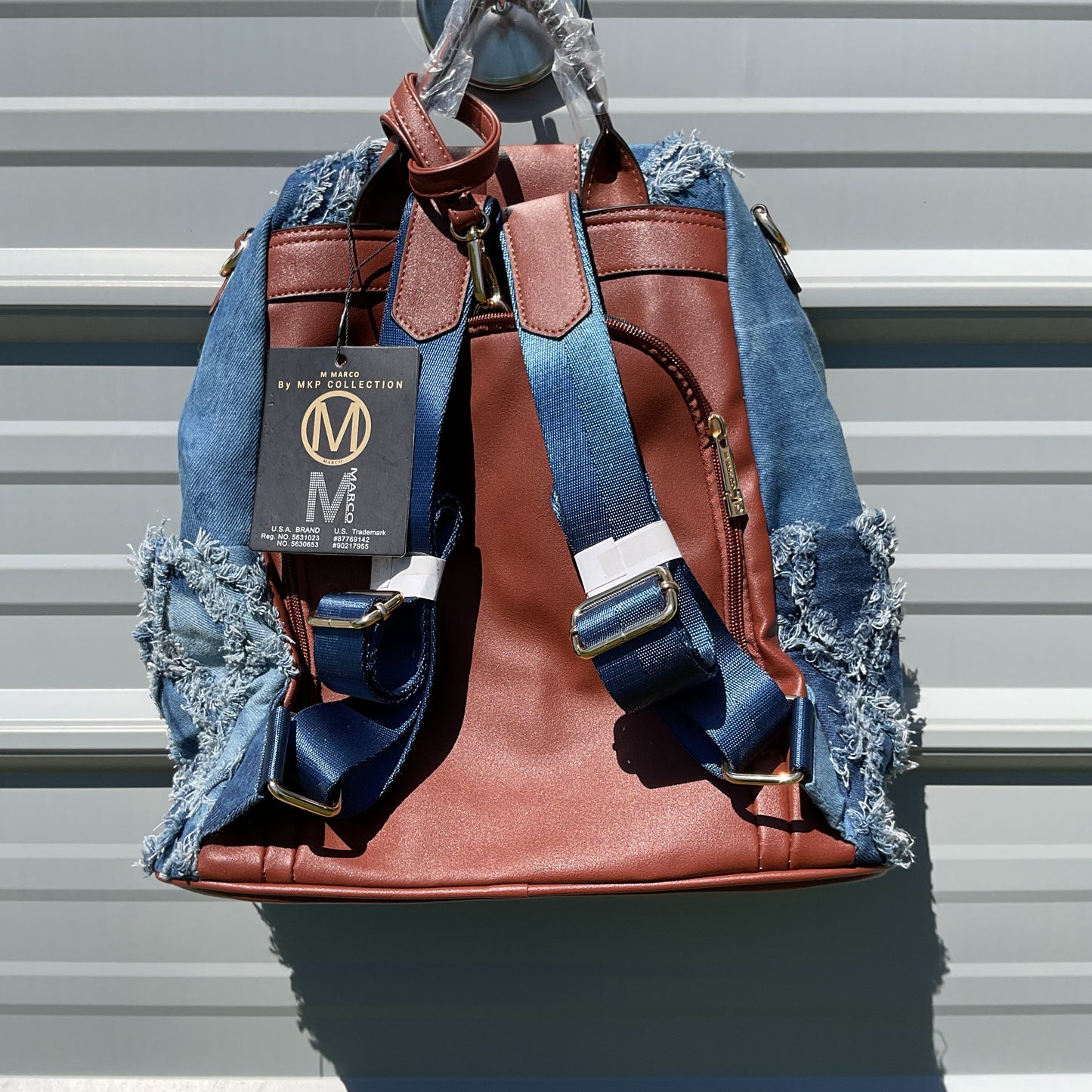 NWT M MARCO by MKP Collection Distressed Denim Backpack & Wristlet Set – Frayed Boho Style