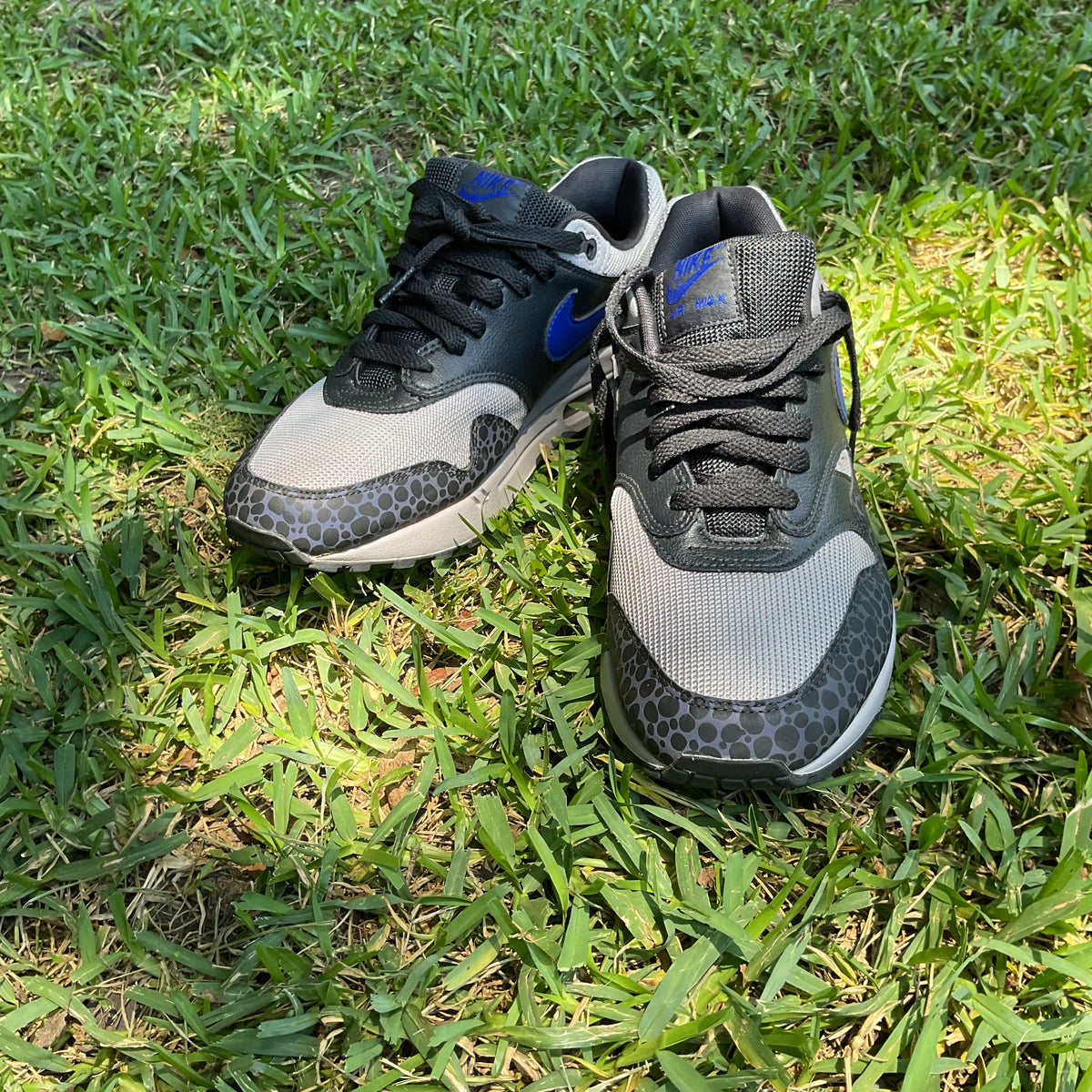 Nike Air Max Men's US 9 Safari Print Gray Black Blue Sneakers BQ6521-001