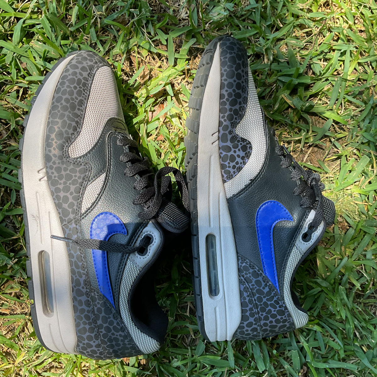Nike Air Max Men's US 9 Safari Print Gray Black Blue Sneakers BQ6521-001