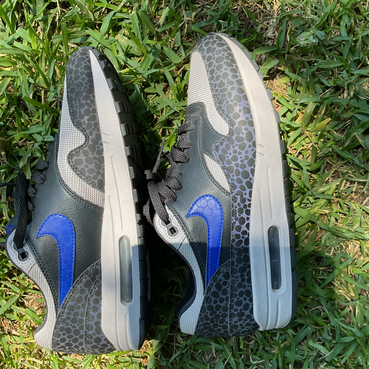 Nike Air Max Men's US 9 Safari Print Gray Black Blue Sneakers BQ6521-001