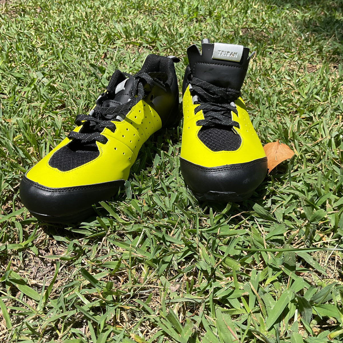 Decathlon Triban RC 500 Cycling Shoes High Vis Yellow Black Mens US 9.5 EU 43 SPD