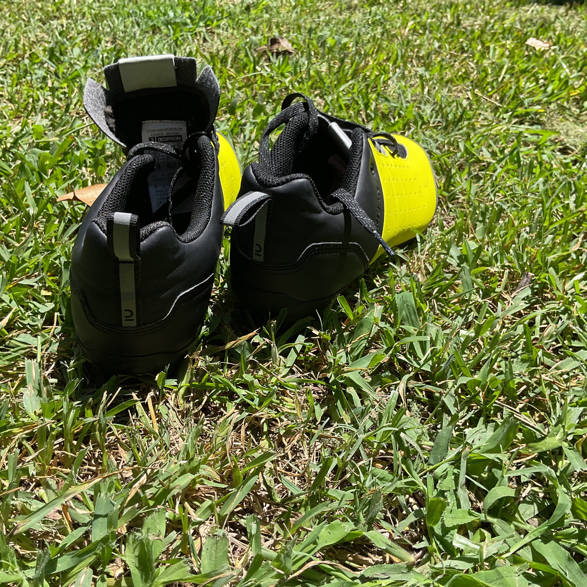 Decathlon Triban RC 500 Cycling Shoes High Vis Yellow Black Mens US 9.5 EU 43 SPD