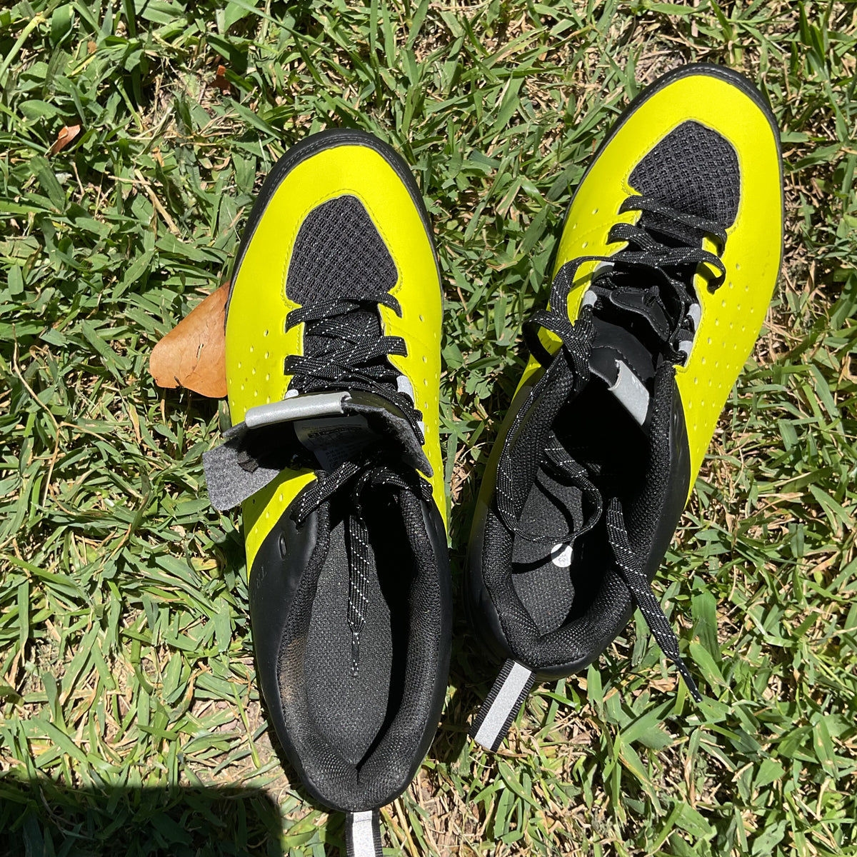 Decathlon Triban RC 500 Cycling Shoes High Vis Yellow Black Mens US 9.5 EU 43 SPD