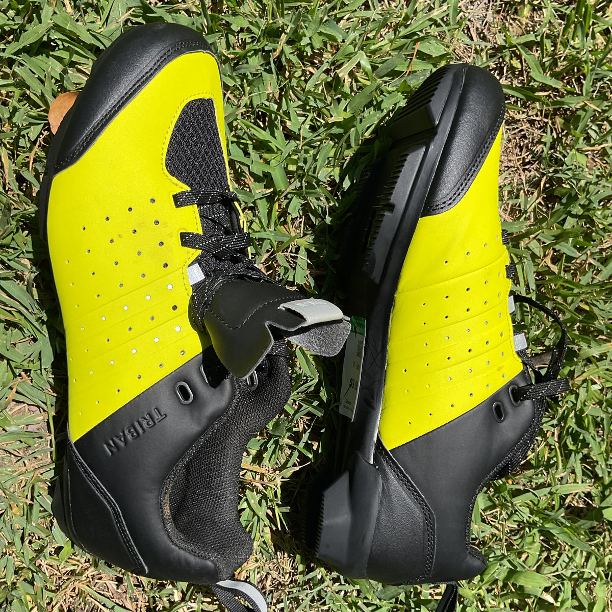 Decathlon Triban RC 500 Cycling Shoes High Vis Yellow Black Mens US 9.5 EU 43 SPD