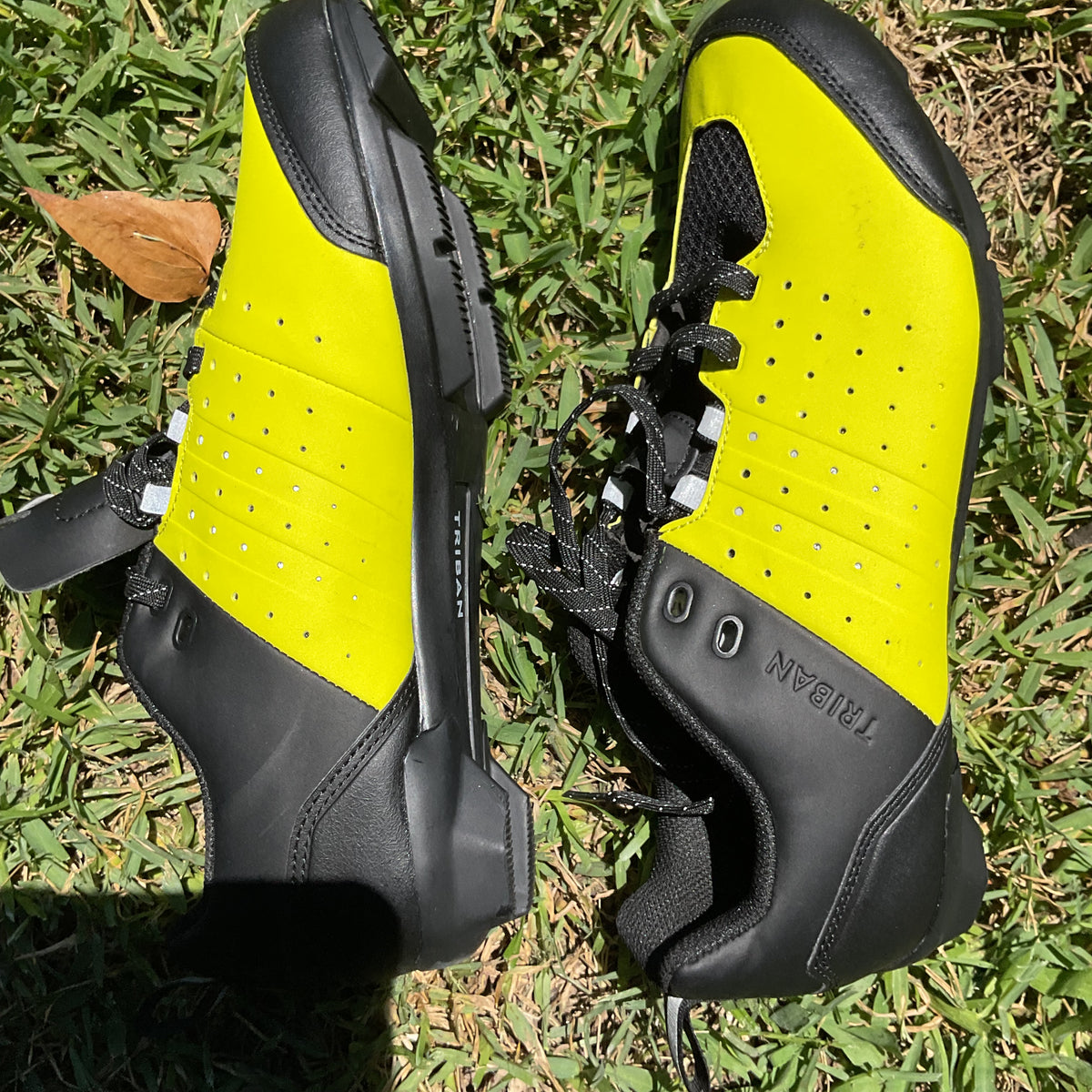 Decathlon Triban RC 500 Cycling Shoes High Vis Yellow Black Mens US 9.5 EU 43 SPD