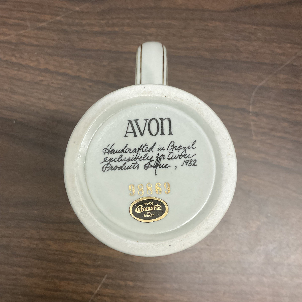 1982 Avon mini ceramic beer stein manufactured by Ceramarte in Brazil