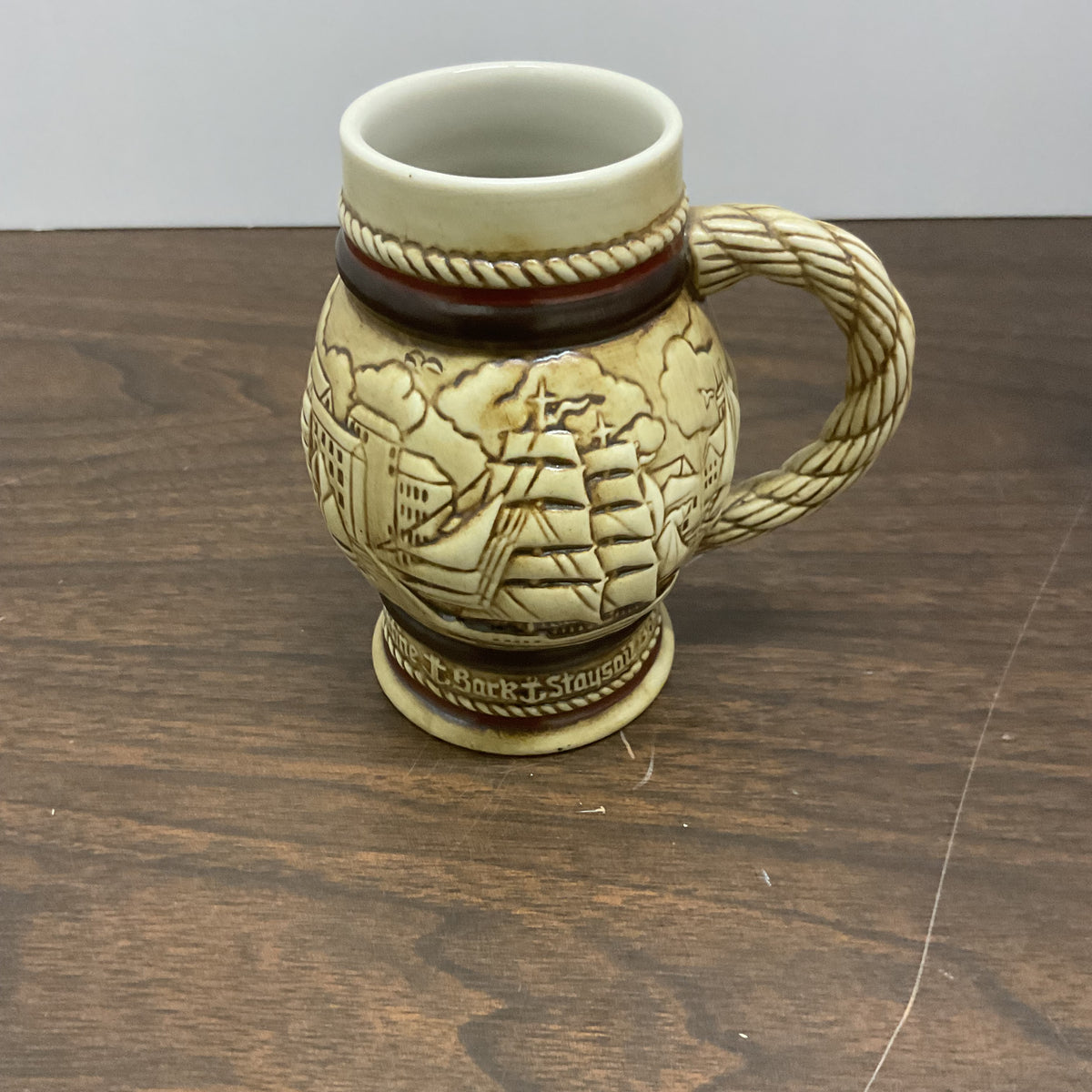 Vintage Avon 1982 Mini Nautical Ship Stein Ceramic Mug Brazil 3.5 Inch