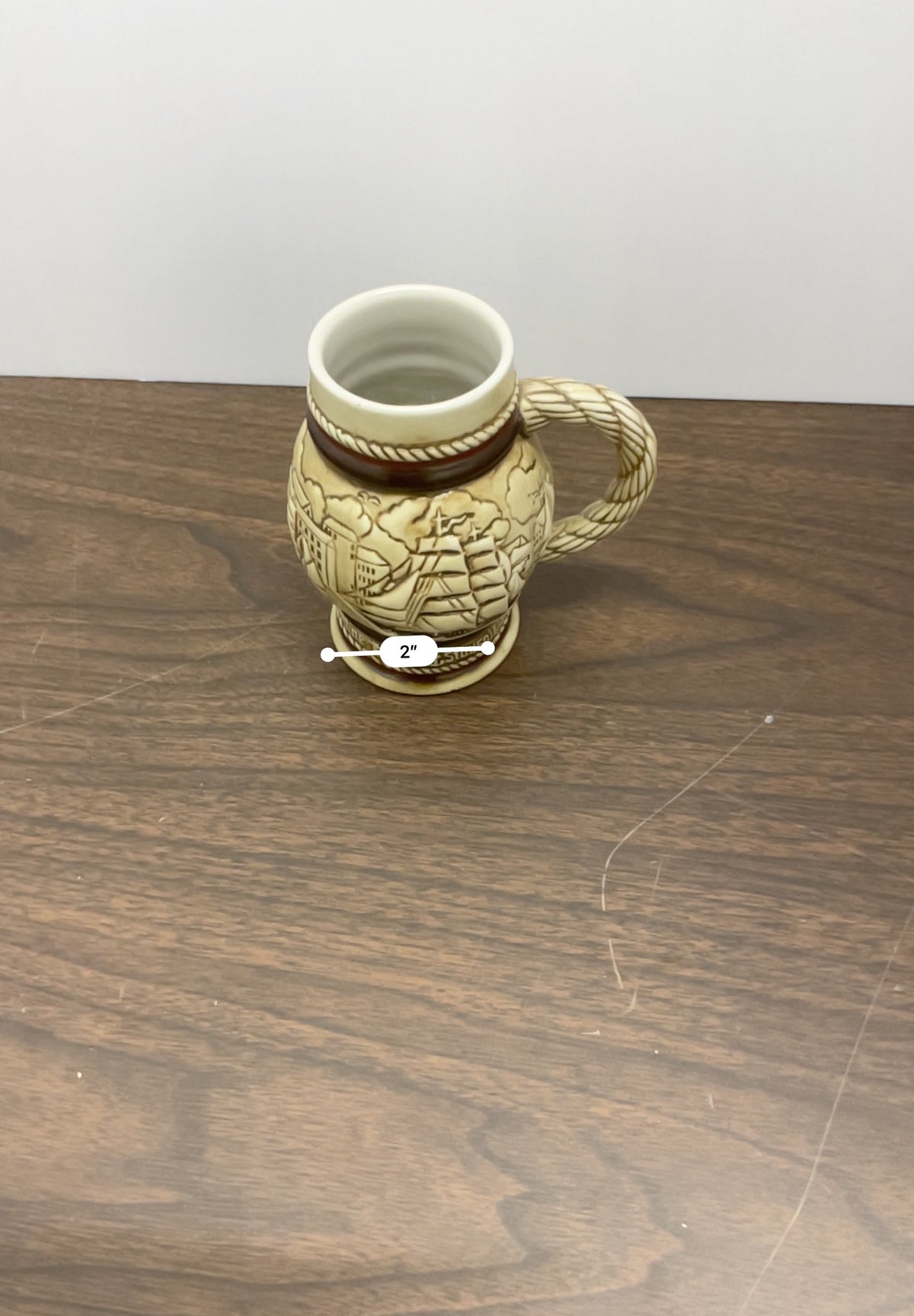 Vintage Avon 1982 Mini Nautical Ship Stein Ceramic Mug Brazil 3.5 Inch