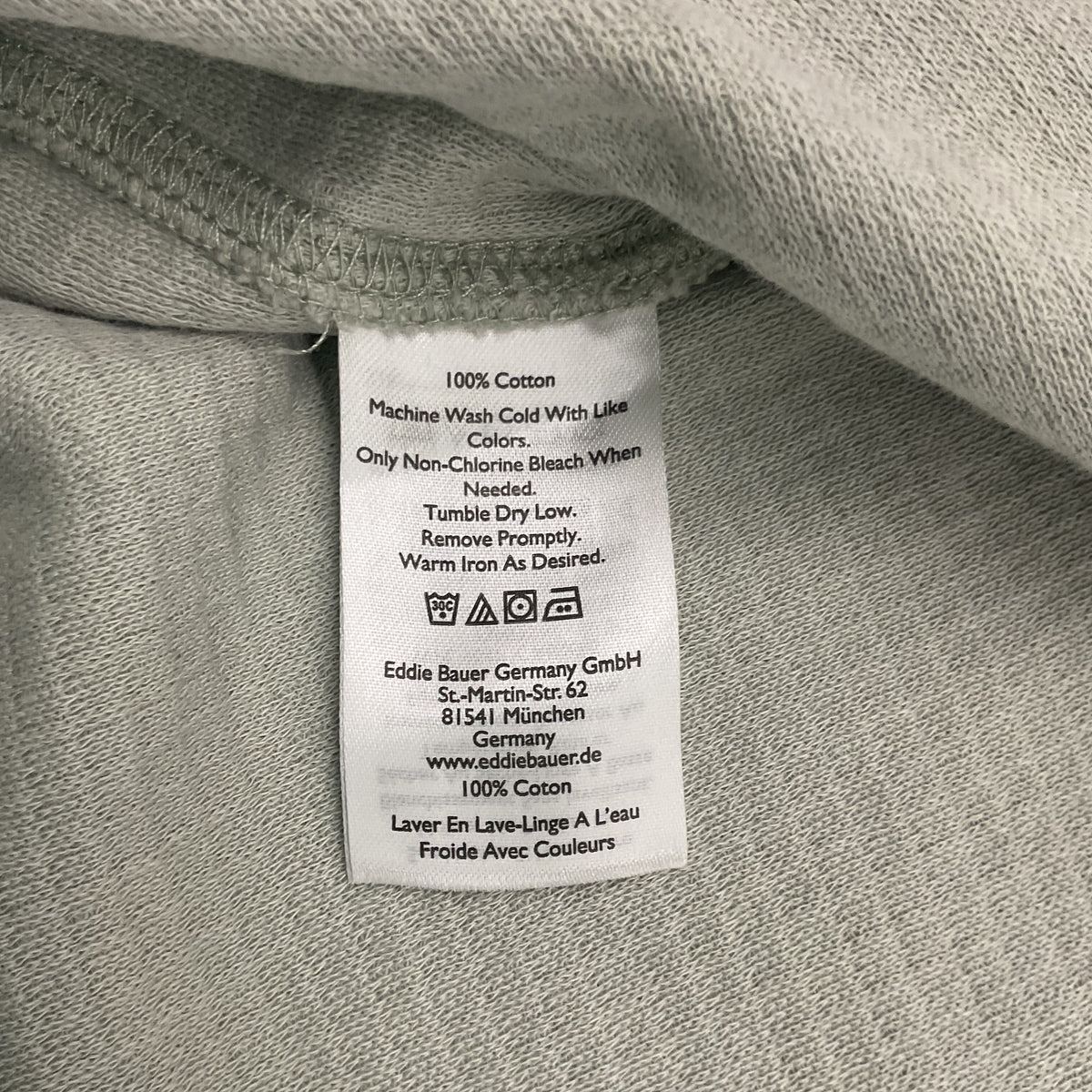 Eddie Bauer women's waffle knit button-down shirt in a light sage green color.