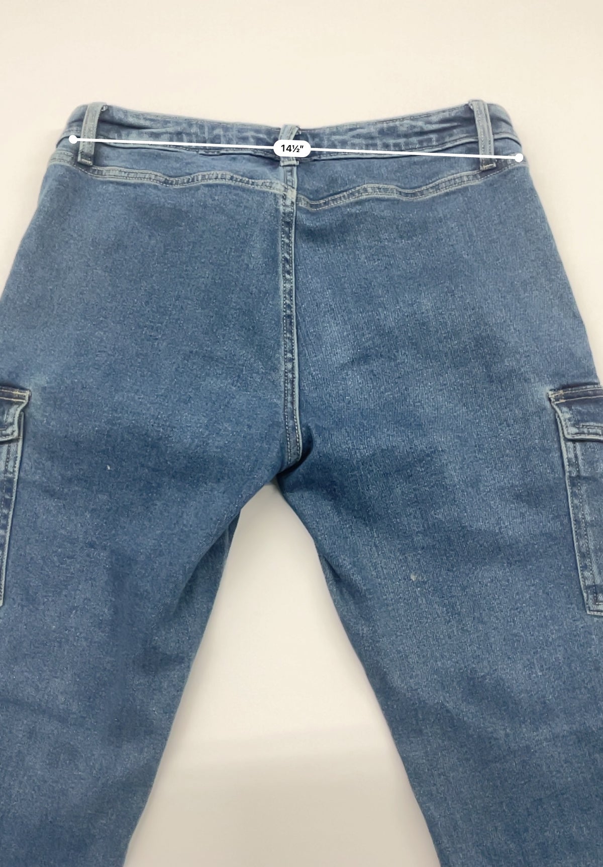 Wild Fable Low Rise Flare Cargo Jeans Size 12 Medium Wash Denim Y2K Flap Pocket