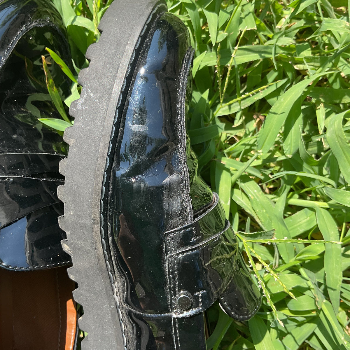 Franco Sarto Cassandra Platform Penny Loafers in Black Patent Leather