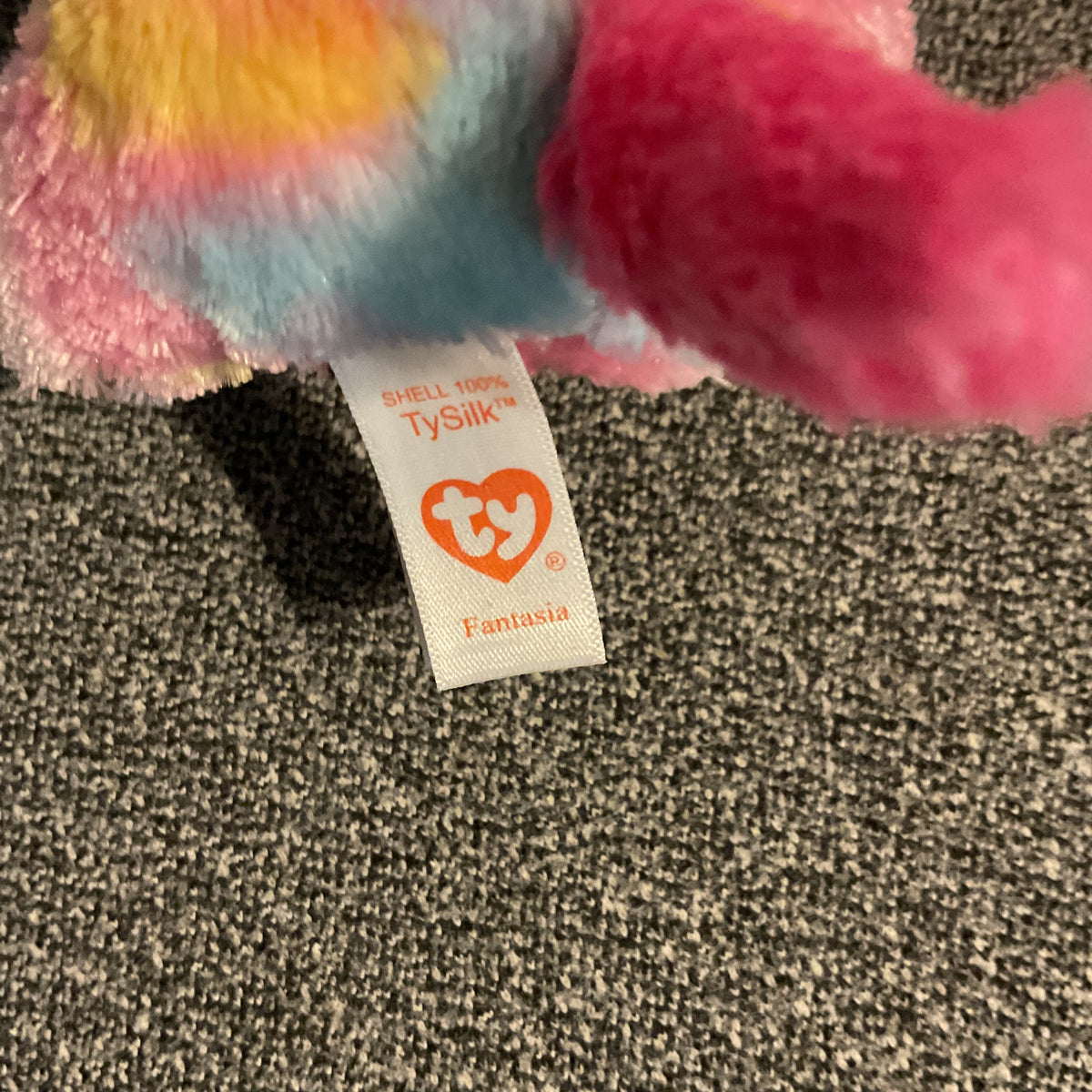 Ty Beanie Boos Fantasia the Unicorn 6" Plush Pink Tie-Dye Gold Glitter Accents