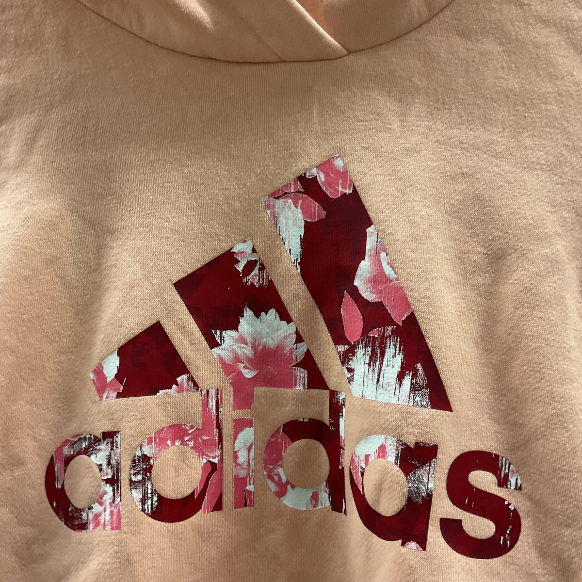 Adidas Women's Floral Badge of Sport Pullover Hoodie - Pink - Size L