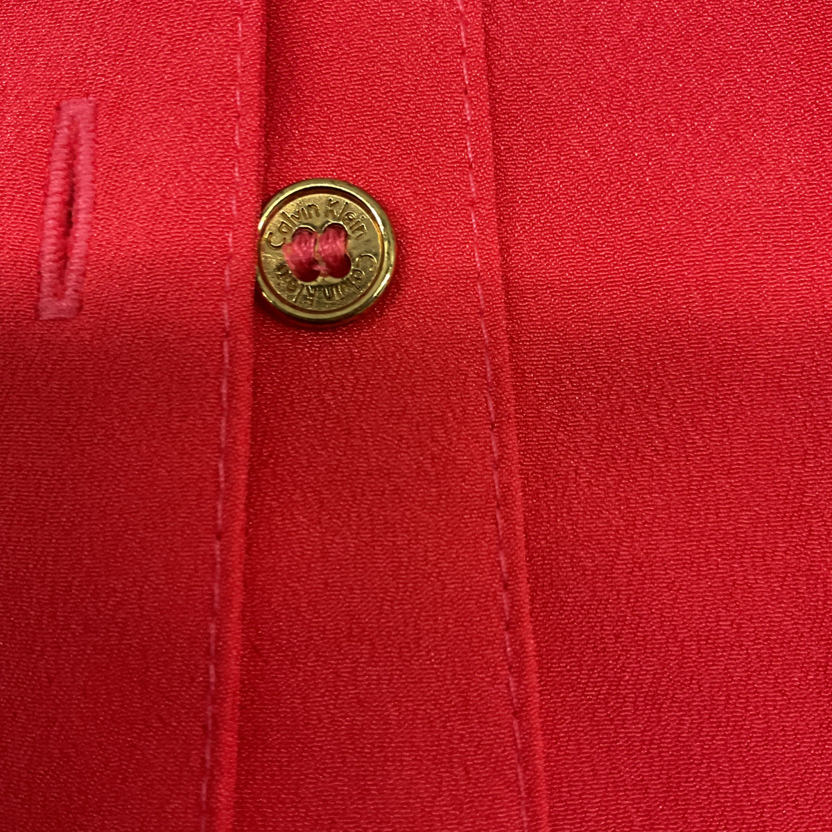 Calvin Klein Women's Size Small Red Roll-Tab Sleeve Gold Hardware Utility Blouse