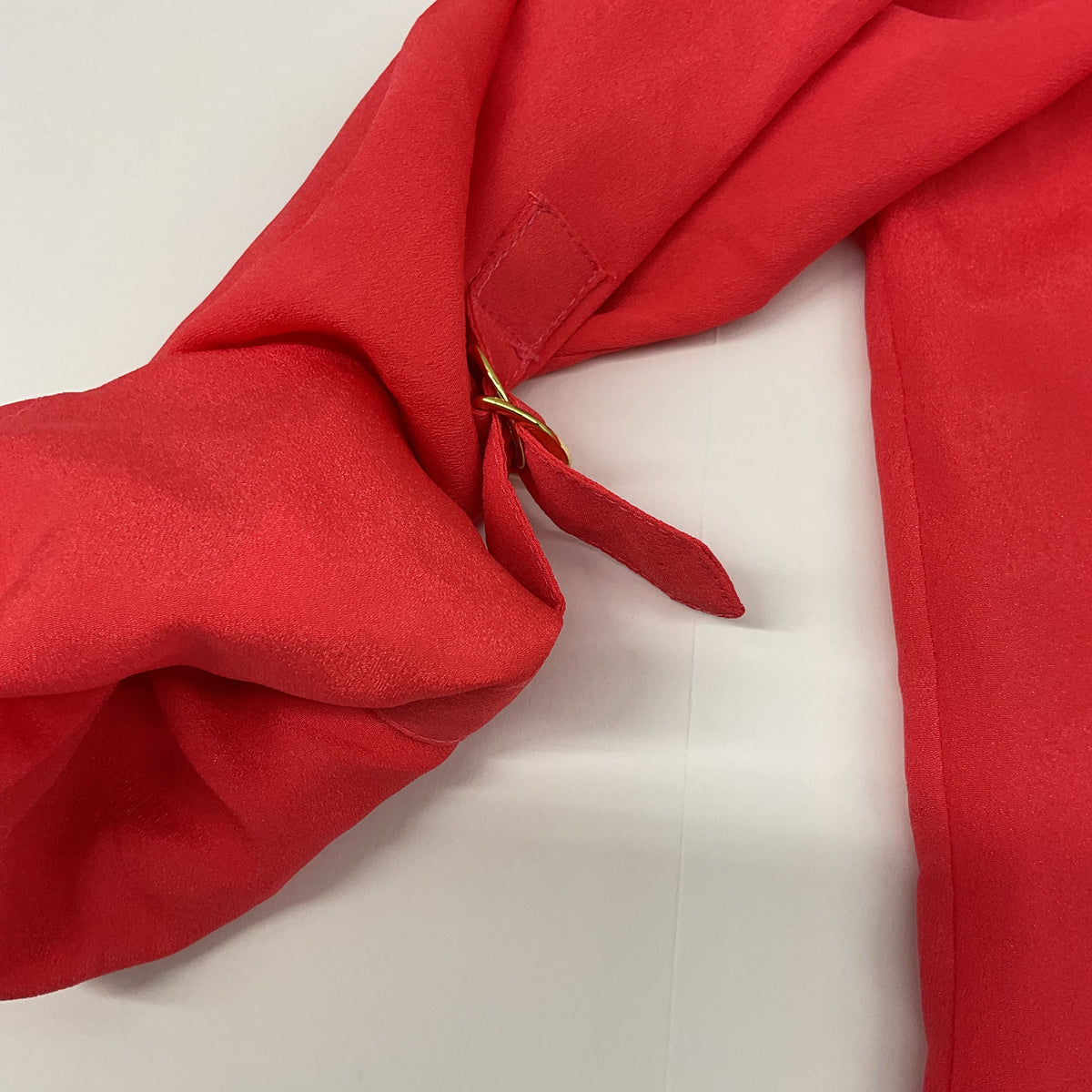 Calvin Klein Women's Size Small Red Roll-Tab Sleeve Gold Hardware Utility Blouse