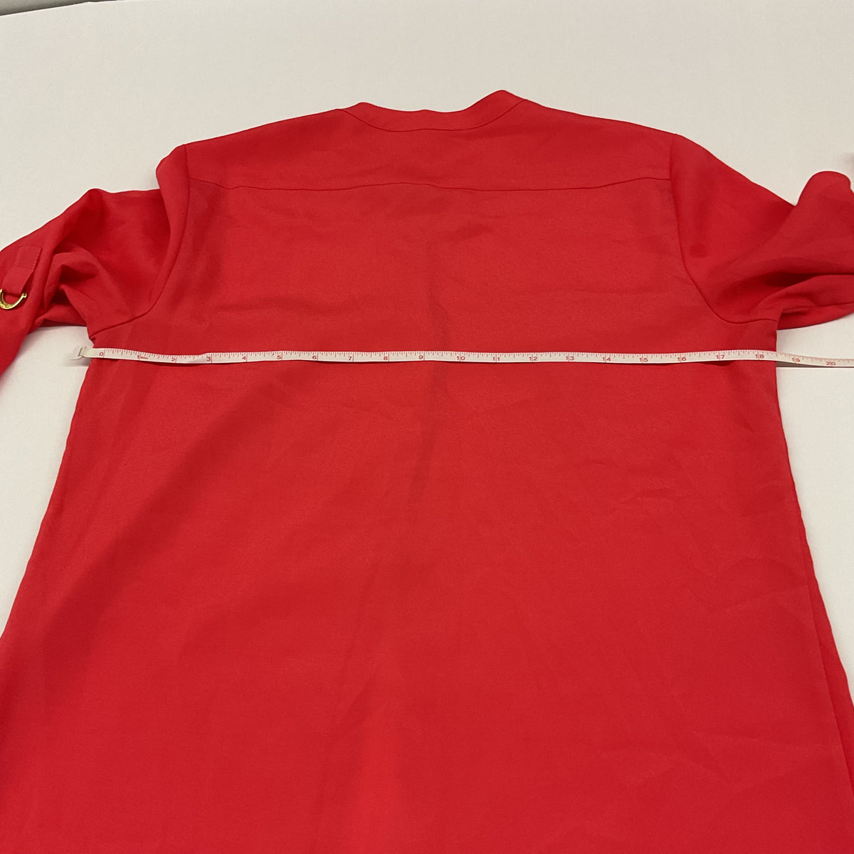 Calvin Klein Women's Size Small Red Roll-Tab Sleeve Gold Hardware Utility Blouse