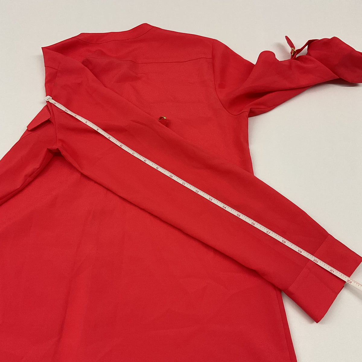 Calvin Klein Women's Size Small Red Roll-Tab Sleeve Gold Hardware Utility Blouse