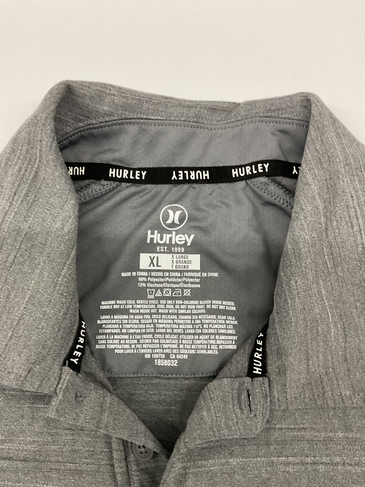 Hurley Men's Performance Polo Shirt (XL, Heather Gray)