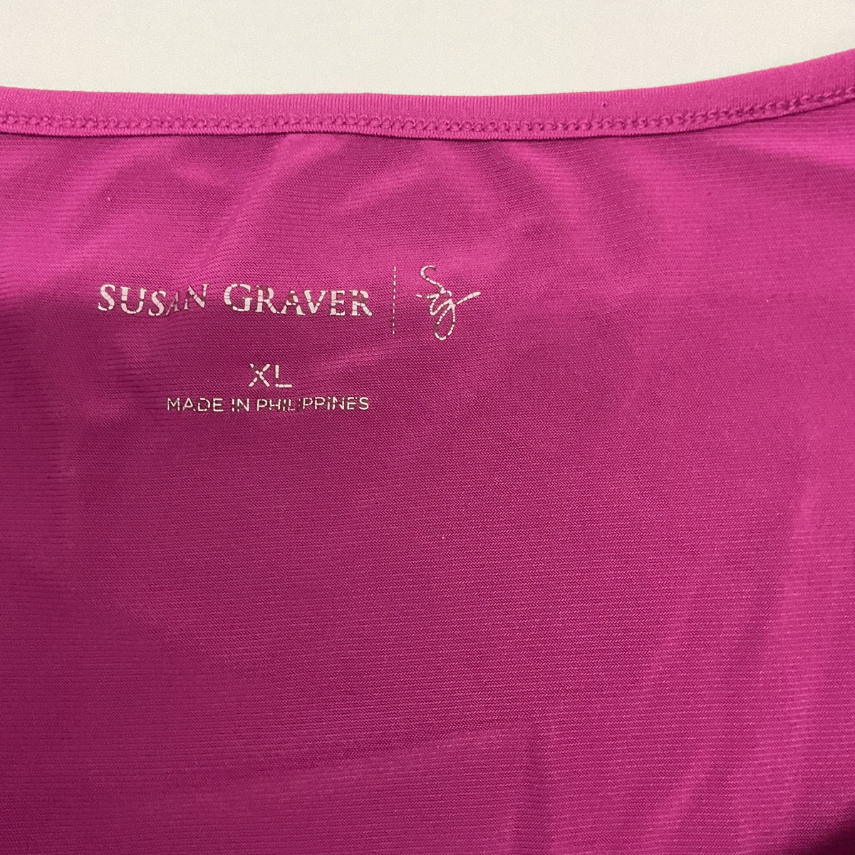 Susan Graver XL Magenta Ruffled Lace V-Neck Sleeveless Top Tank A94239 Xl